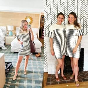 Tuckernuck The Navy Knit Stripes Frenchie Dress Medium Sweater Dress Fall Cozy